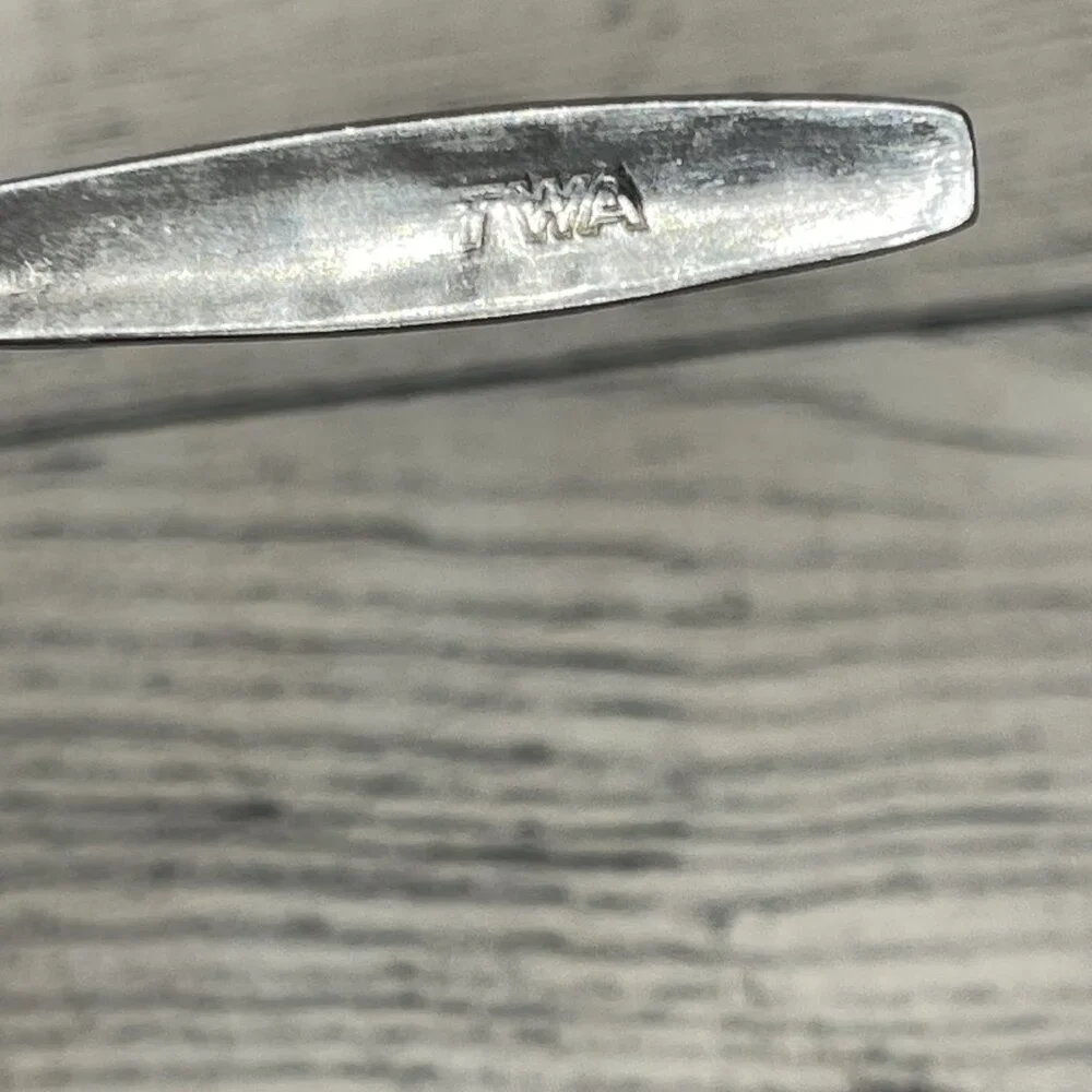 Vintage TWA Airline Stainless Steel Basketweave Teaspoon 6